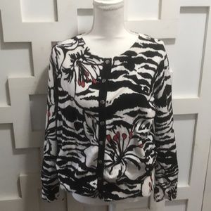 Elena Solano Black White Woman’s Cardigan 1X